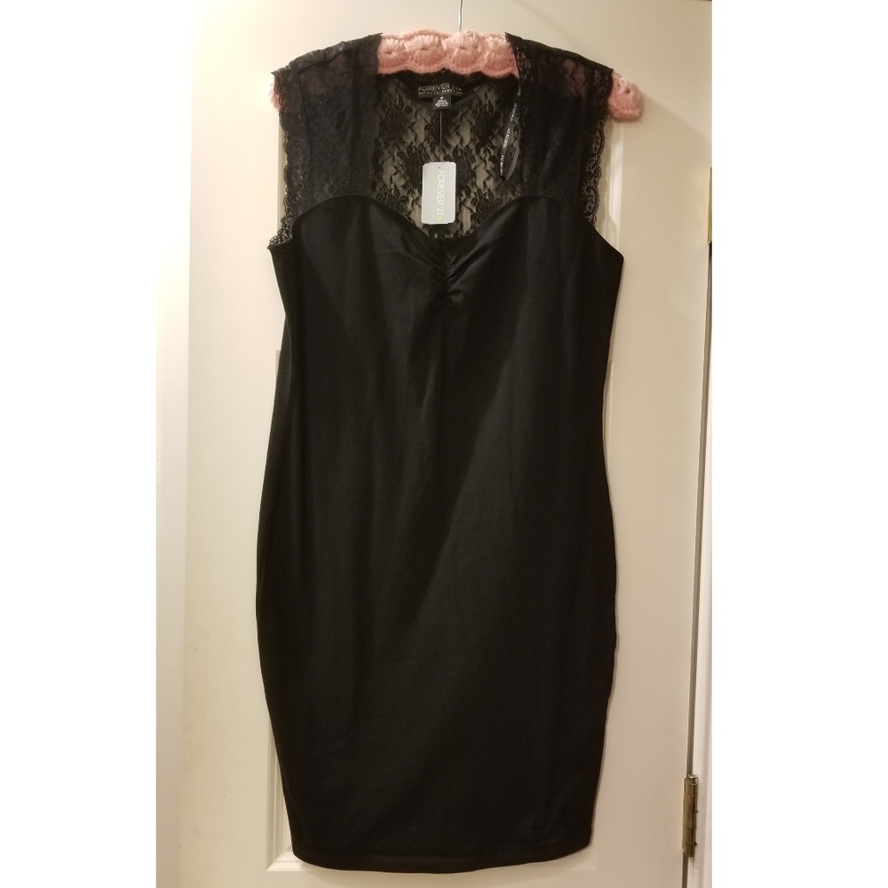 Black mini bodycon dress lace detail